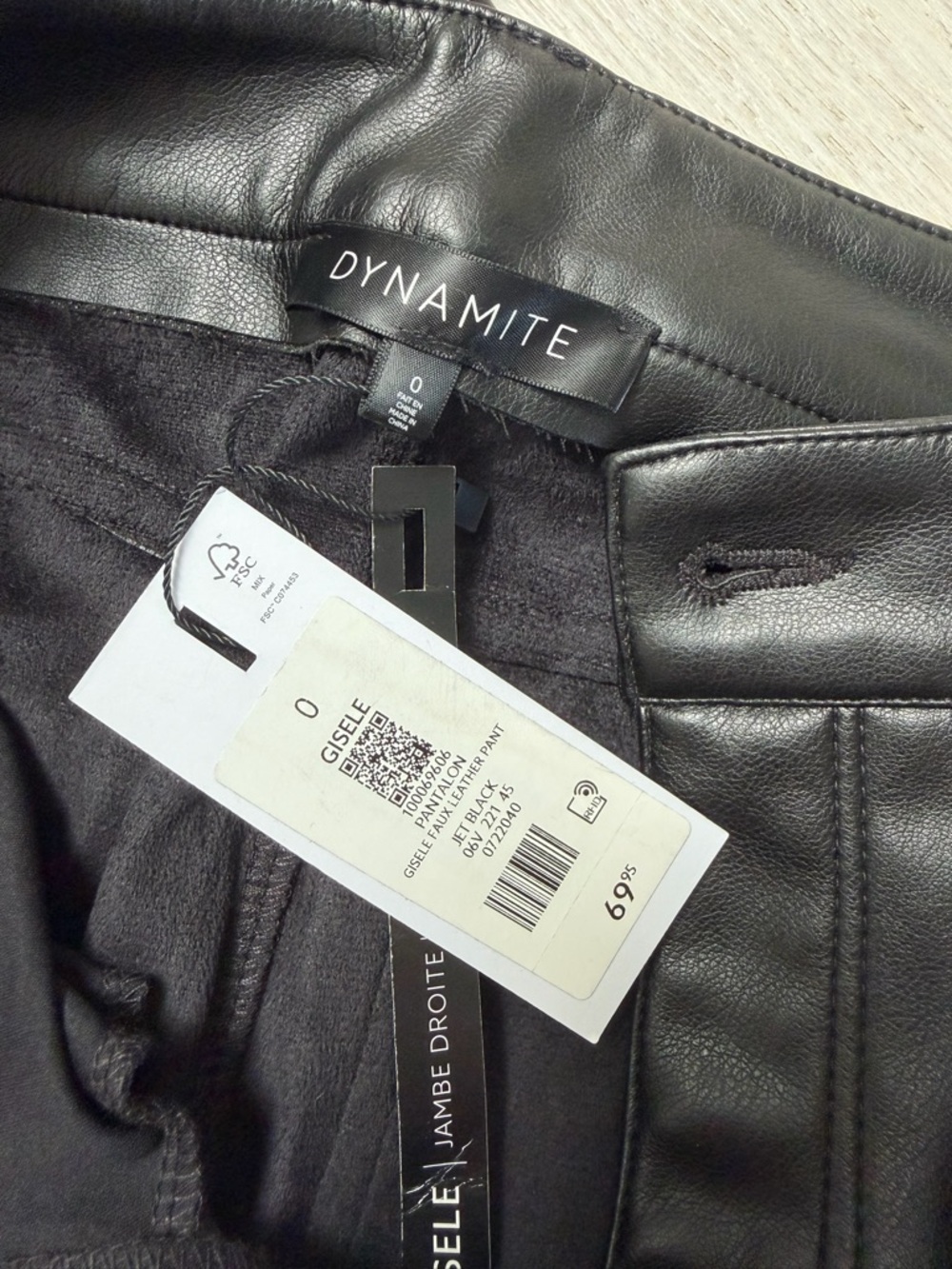 Dynamite Black Faux Leather Gisele Straight Leg Pant